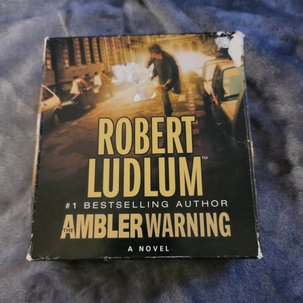 Robert Ludlum Audiobook The Ambler Warning 14 CD Set Black Good Suspense Novel - Picture 2 of 4